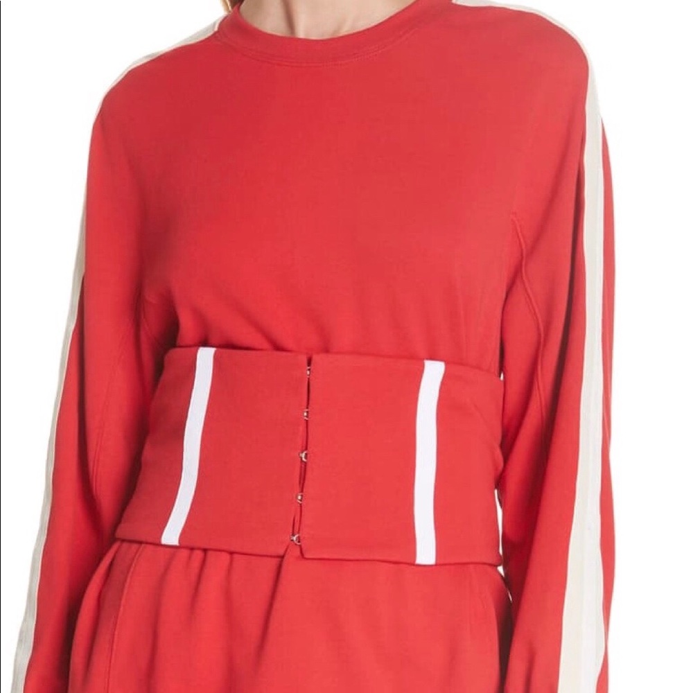 NWT Jonathan Simkhai Red Corset Sweatshirt